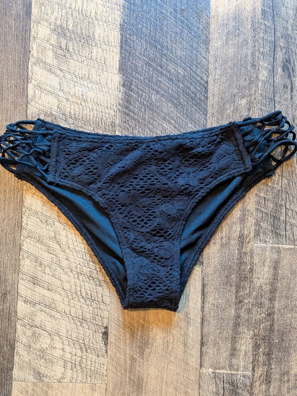 Abercrombie & Fitch Floral Crochet Bikini Bottom Black Large